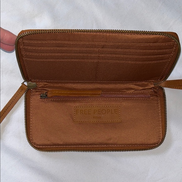 Free People Brown Distressed Vegan Leather Wallet Wristlet - Picture 13 of 16